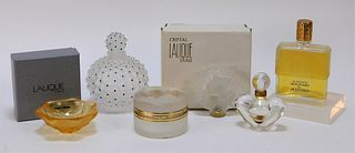 6 French Lalique Perfume Bottles Dresser Boxes