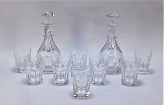 PR Baccarat Harcourt Liquor Decanters & Rock Glass