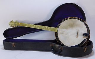 Vintage 1940-50's Celluloid Tenor Resonator Banjo