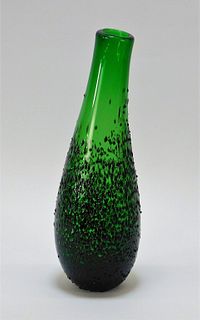 Vint. Studio Art Glass Stipple Drip Overshot Vase