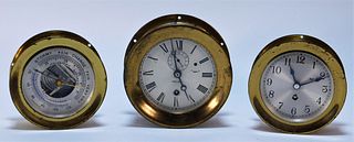 3 Chelsea & BJC Brass Clock & Barometer