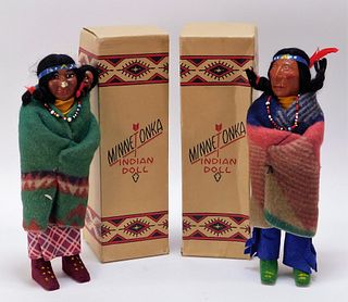 PR Antique Native American Minnetonka Indian Dolls