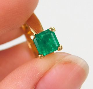 18K Gold Channel Set Princess Cut Emerald Ring