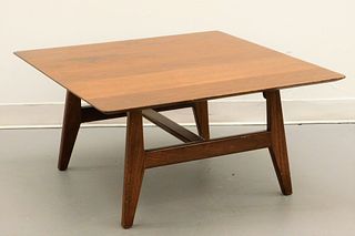 Jens Risom Square Walnut Wood Coffee Table