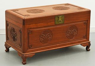 Chinese Carved Camphor Wood Storage Chest