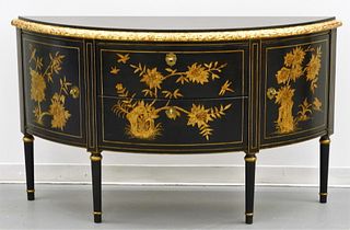 French Style Chinoiserie Demilune Sideboard Server
