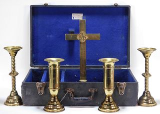 Military Chaplain Crucifix Altar Candlestick Set