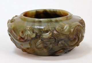 FINE Chinese Qing Dynasty Jade Dragon Water Coupe