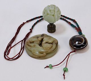 Chinese Hardstone Agate Amulet Finial Group