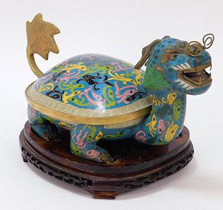 Chinese Gilt Bronze Cloisonne Turtle Box