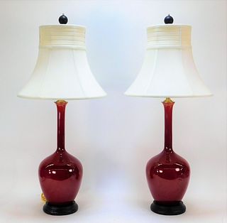 PR Chinese Decorative Sang de Boeuf Vase Lamps