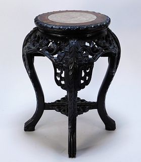 Chinese Carved Hardwood Marble Table Stand