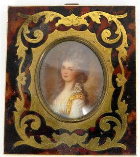 ANTIQUE FRENCH MINIATURE PAINTED "MARIE ANTOINETTE
