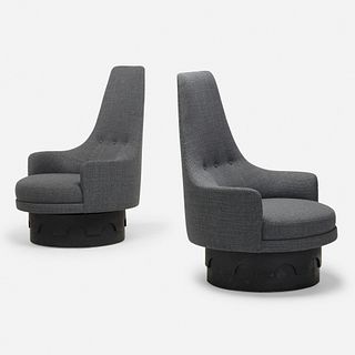 Adrian Pearsall, swivel lounge chairs, pair