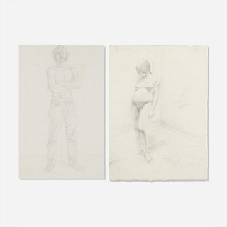William Beckman, Study for Self-Portrait; Diana Pregnant - Study for Box Construction (two works)