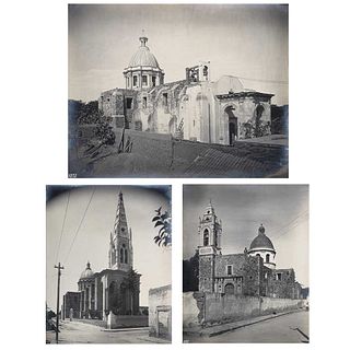 GUILLERMO KAHLO, Dolores, Hidalgo, Guanajuato, Unsigned, Silver / gelatin on paper on canvas, 13.5 x 10.6" (34.5 x 27 cm) each, Pieces:3