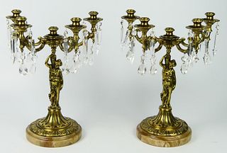 PAIR OF VINTAGE FRENCH BRONZE CANDLEABRUM