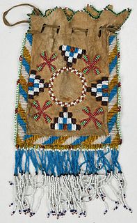 Native American Beaded Hide Pouch