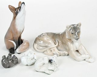 Group of Six Porcelain Animal Figures
