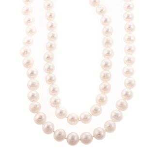 A Pair of 11-12 mm Cultured Pearl Necklaces