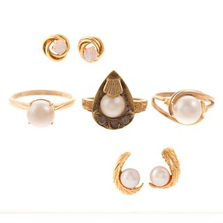 Various Pearl Jewelry in 14K Yellow Gold
