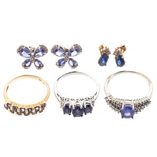 Tanzanite Rings & Sapphire Earrings in Gold