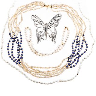 A John Hardy Butterfly Pin & Pearl Jewelry in 14K