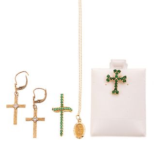A Collection of Cross Pendants & Earrings in Gold