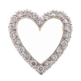 A Platinum Open Heart Diamond Pendant
