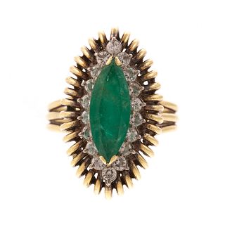 A Retro Emerald & Diamond Ring in 18K