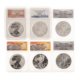Six Graded Silver Eagles (69-70)