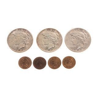 4 Great Indian Cents & 3 Better Peace Dollars