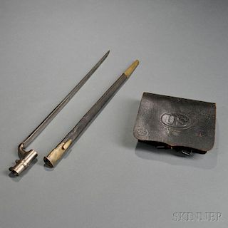 1864 Pattern Cartridge Box, Enfield Bayonet, and Scabbard