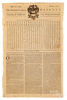Ben Franklin's The Pennsylvania Gazette newspaper