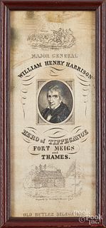 William Henry Harrison silk 1840 campaign ribbon