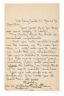 Robert E. Peary signed letter, 1896