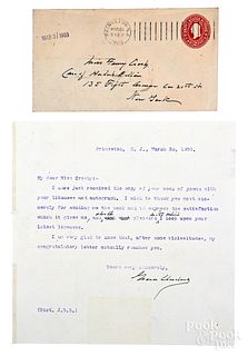 Grover Cleveland signed typed letter, 1903