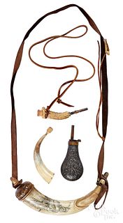 Contemporary scrimshaw powder horn