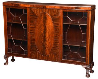 Chippendale Style Mahogany Bookcase Cabinet