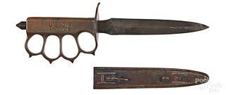 WWI US L.F. & C M1 trench knife and scabbard