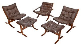 Modern Bentwood and Leather Upholstered Suite