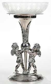 Silver Plated Center Piece With Later Glass Top