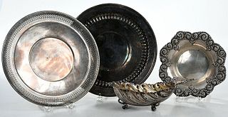 Four Sterling Trays/Dishes