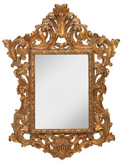 Baroque Style Carved and Giltwood Mirror