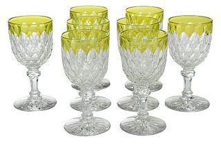 Set of Eight Green Baccarat Stems