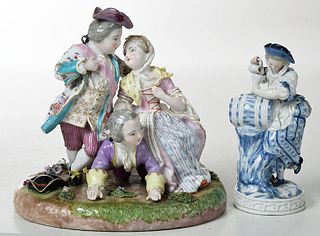 Two Decorated Meissen Porcelain Figural Groups