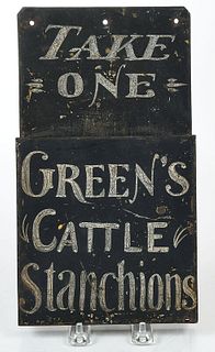 Tole Advertisement Display for Green's Cow Stanchions