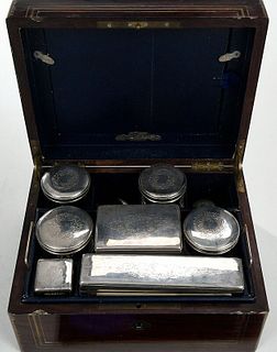 Tiffany & Reed Dresser Set With Silver Lids