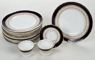 36 Pieces of Cobalt and Gilt Royal Worcester