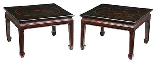 Pair Chinese Lacquered Low Tables
